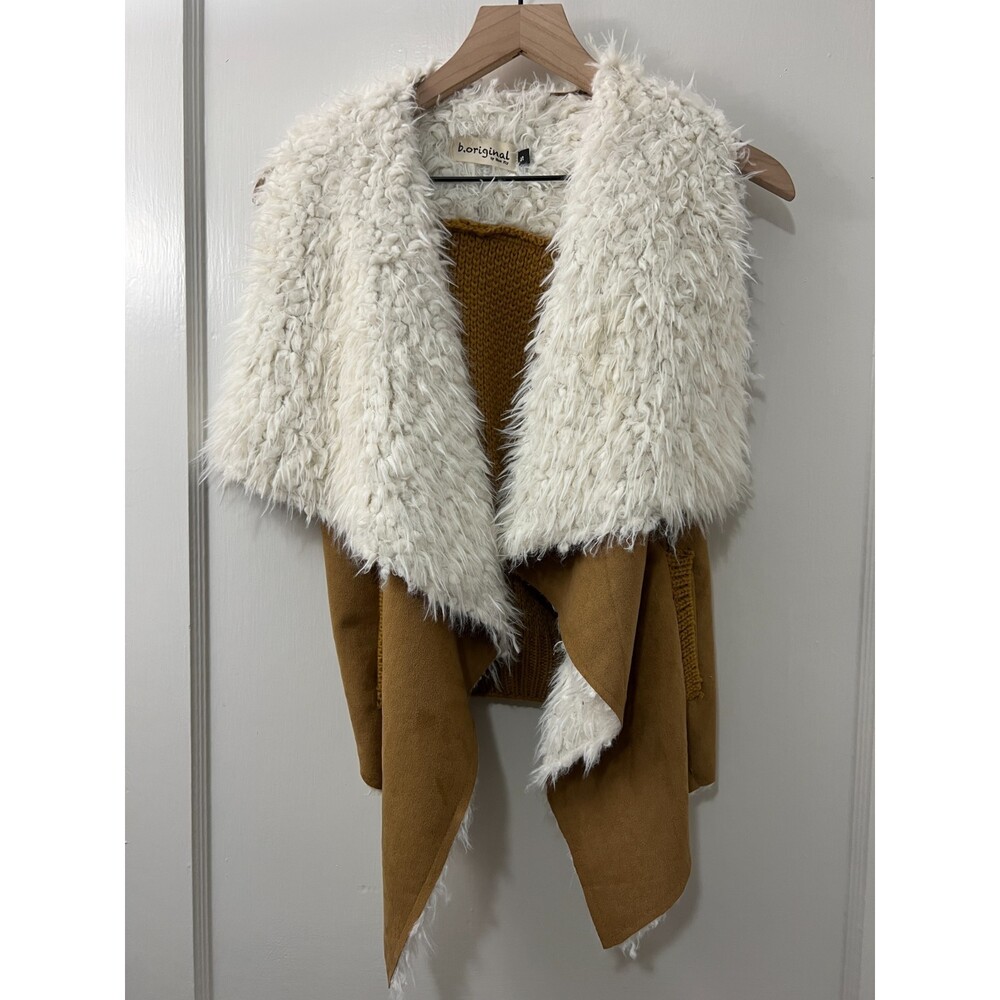 B. Original by Shoe Fly Women's Faux Suede Shearling Vest Size S